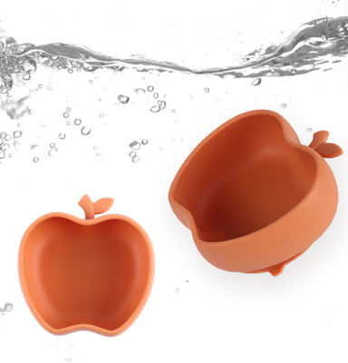 Prato de silicone para bebê em forma de maçã recipiente de silicone para bebê de alimentação suplementar recipiente de silicone para bebê auto-alimentado não deslizante