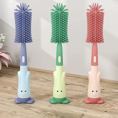 Escova de garrafa de silicone Bebê chupeta escova de palha escova rotativa garrafa lavagem escova enxaguar escova de limpeza escova conjunto
