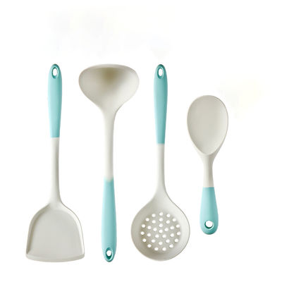 Preço por atacado utensílios de cozinha de silicone colheres pás de duas cores não-colchão utensílios de cozinha de 4 peças