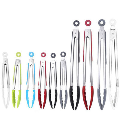 Utensílios de cozinha de silicone - alicates de cozinha 11/15 polegadas Alicates de silicone resistentes ao calor com aço inoxidável